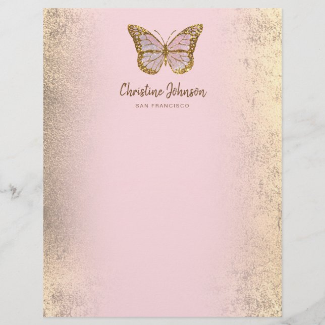 pink butterfly letterhead (Front)