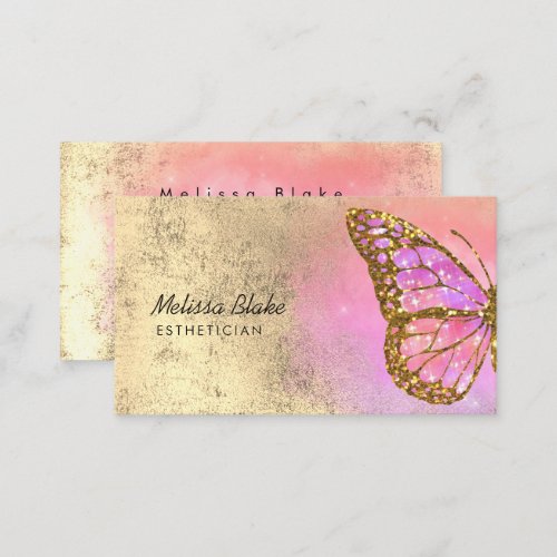 pink butterfly logo business card