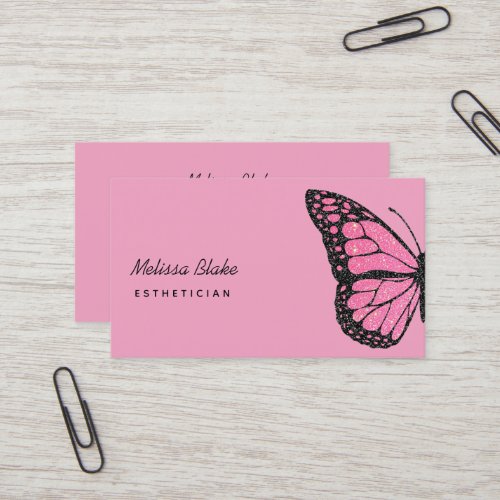 pink butterfly logo business card