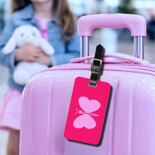 pink butterfly  luggage tag