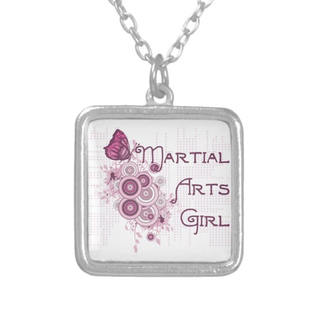 Pink Butterfly Martial Arts Girl Necklace (Front)