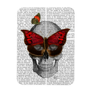 Pink Butterfly Mask Skull Magnet