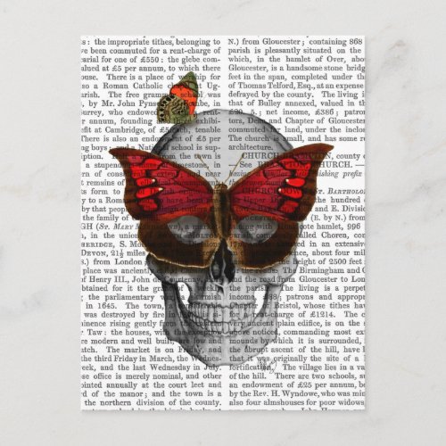 Pink Butterfly Mask Skull Postcard