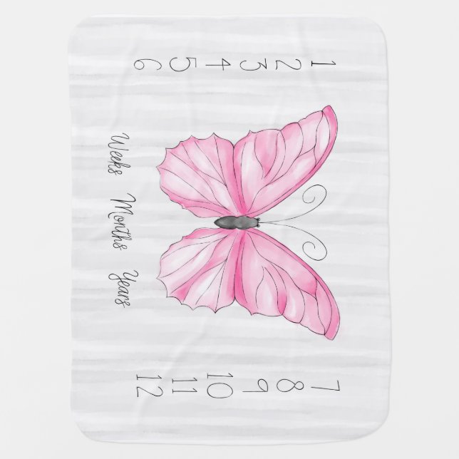 Pink Butterfly Milestone Blanket (Front)