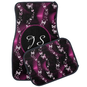 Pink Butterfly Monogramed Car Mats