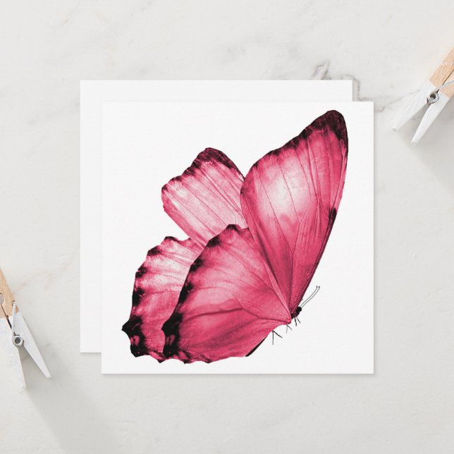 Pink Butterfly Notecard (Front/Back In Situ)