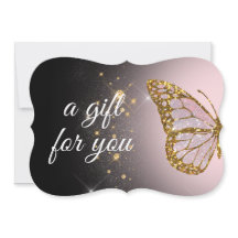 pink butterfly on black background gift card