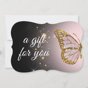 pink butterfly on black background gift card