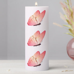 Pink Butterfly Pale Pink Pillar Candle