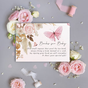 Pink Butterfly Pampas Grass Bohemian Baby Shower Enclosure Card