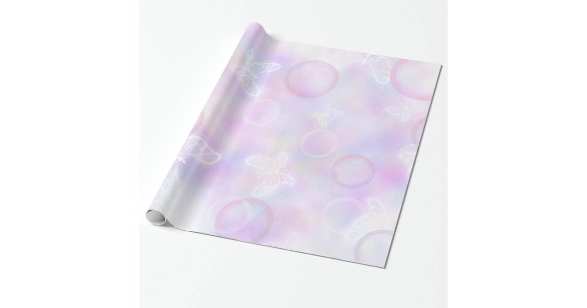 Pink butterfly pattern wrapping paper | Zazzle