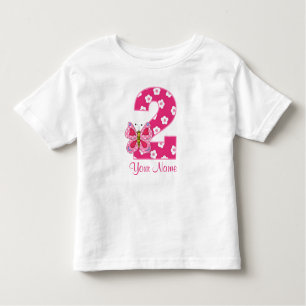 Pink Butterfly Personalized 2nd Birthday Shirt