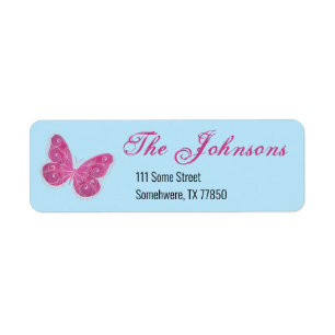 Pink Butterfly Personalized Address Labels