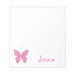 Pink Butterfly Personalized Girly Name  Notepad