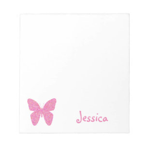 Pink Butterfly Personalized Girly Name  Notepad
