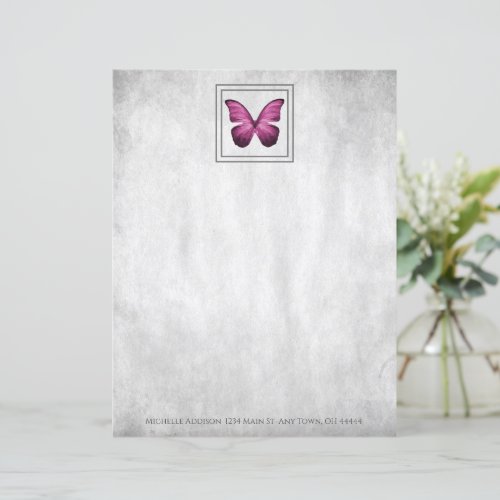 Pink Butterfly Personalized Paper Sheet