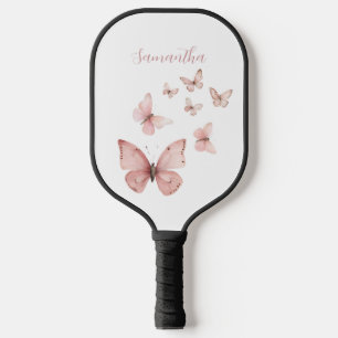 Pink Butterfly Personalized Pickleball Paddle