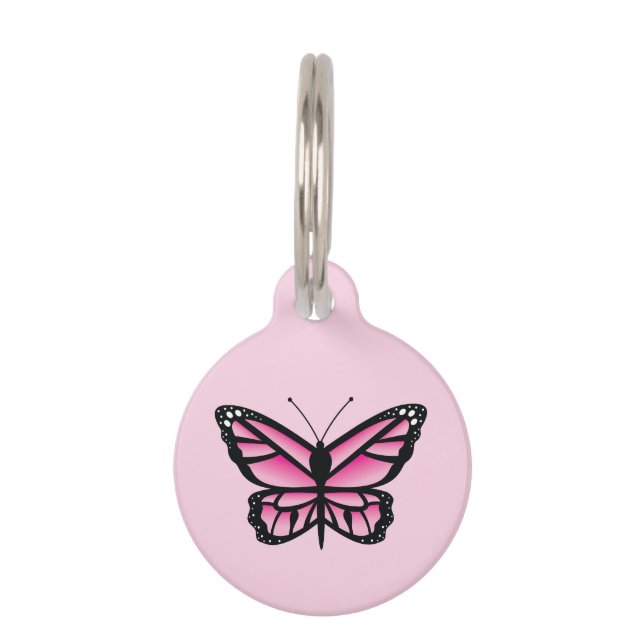 Pink Butterfly Pet ID Tag (Front)