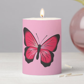 pink butterfly pillar candle
