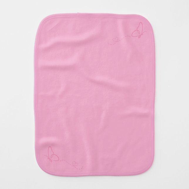 Pink Butterfly Pink Background Baby Burp Cloth (Front)