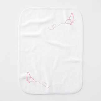 Pink Butterfly Pink Background Baby Burp Cloth