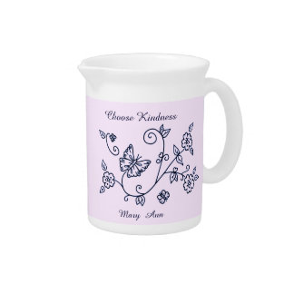 Pink Butterfly Porcelain Pitcher