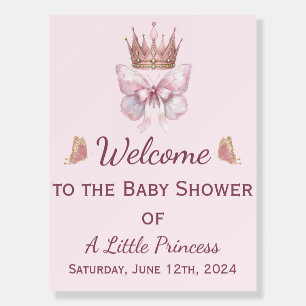 Pink Butterfly Princess Baby Shower Welcome Sign