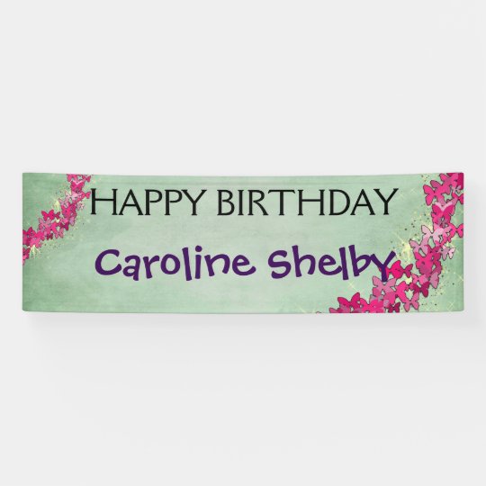 pink butterfly princess birthday banner zazzle com