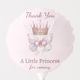 Pink Butterfly Princess Rose Gold Crown Baby Girl Balloon