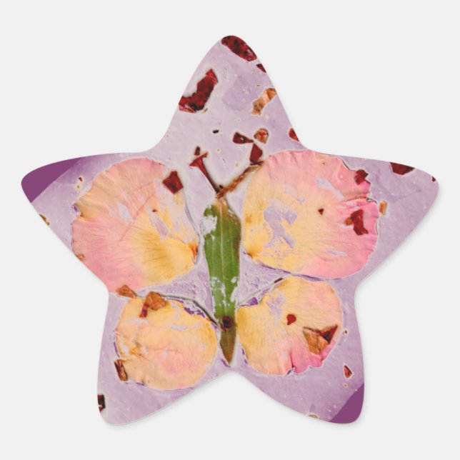 Pink Butterfly purple star sticker, envelop sealer Sticker (Front)
