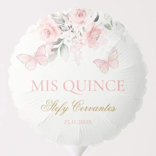 Pink Butterfly Quinceañera Balloon (Back)