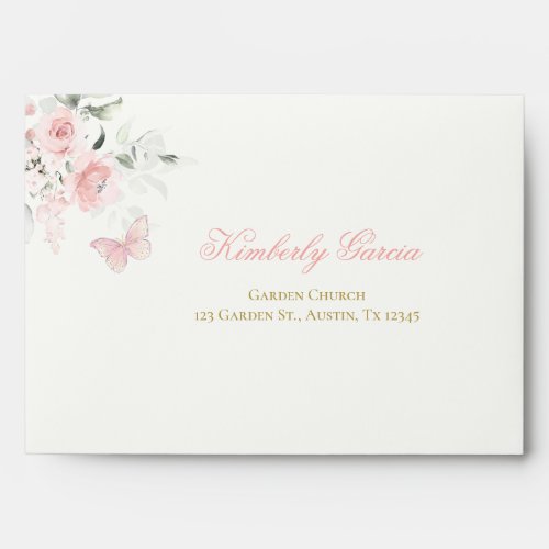 Pink Butterfly Quinceaera Envelope