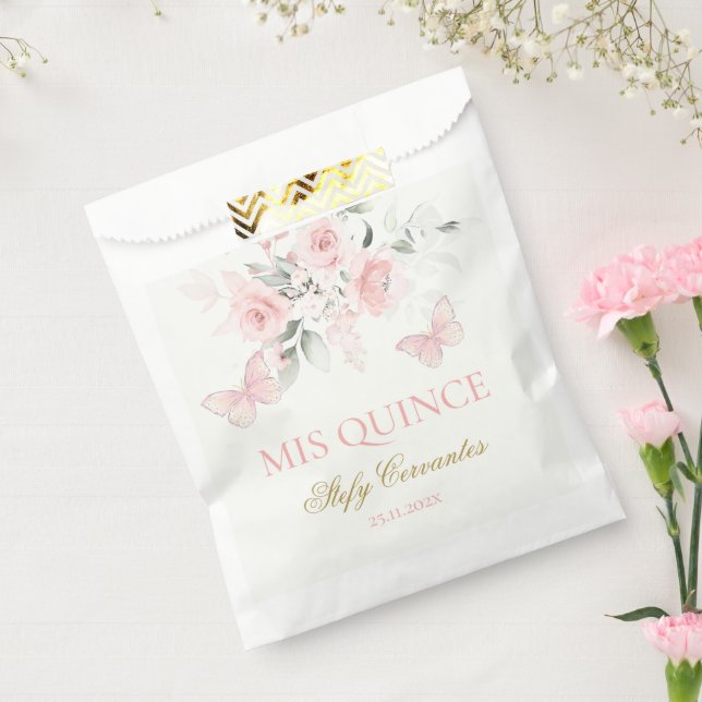 Pink Butterfly Quinceañera Favor Bag (Sealed)