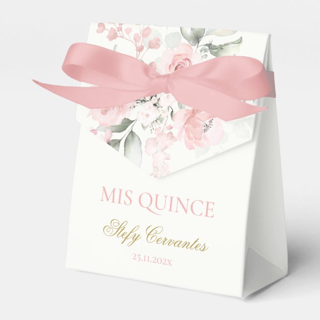 Pink Butterfly Quinceañera Favor Boxes (Front Side)