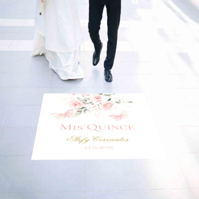 Pink Butterfly Quinceanera Floor Decals (Wedding)