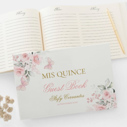 Pink Butterfly Quinceaera Guest Book