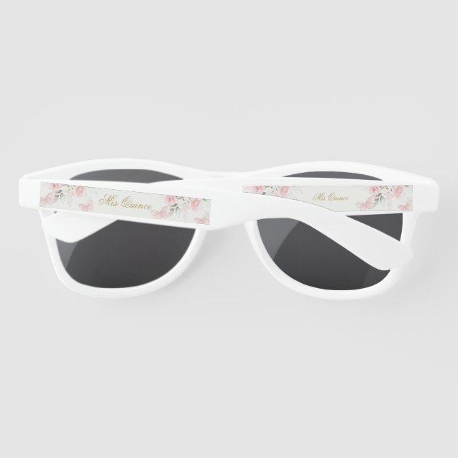 Pink Butterfly Quinceanera Sunglasses (Back)
