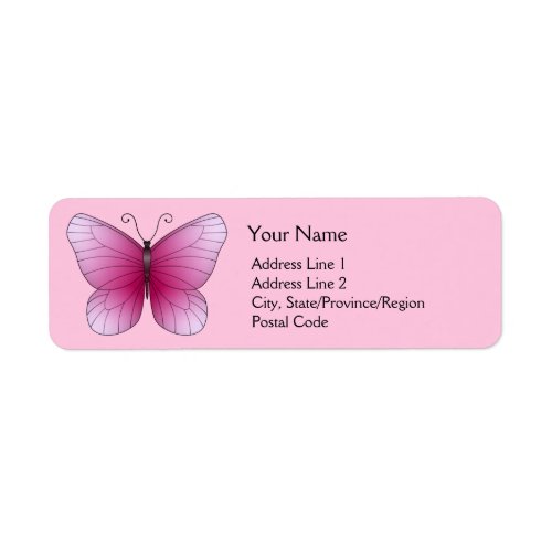 Pink Butterfly Return Address Labels
