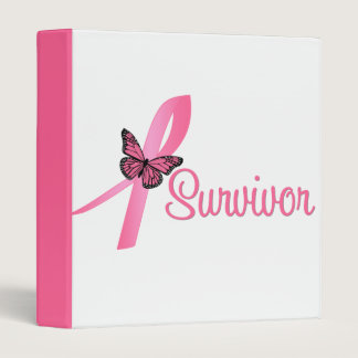 Pink Butterfly Ribbon - Breast Cancer Survivor Binder