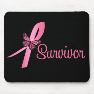 Pink Butterfly Ribbon - Breast Cancer Survivor Mouse Pad