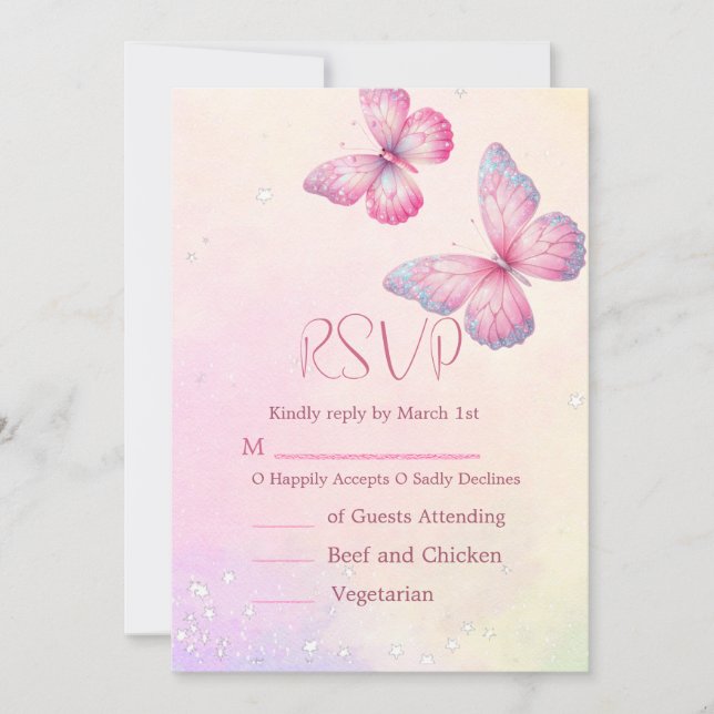 Pink Butterfly RSVP Baby Shower QR Code Invitation (Front)