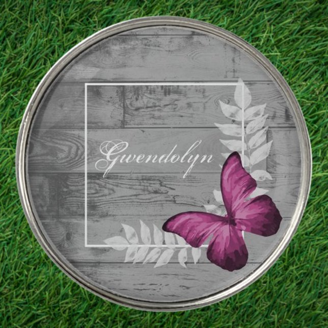 Pink Butterfly Rustic Golf Ball Marker (Pink Butterfly Rustic Golf Ball Marker)