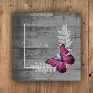 Pink Butterfly Rustic Paperweight