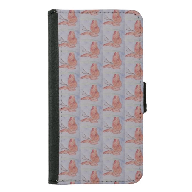 Pink Butterfly  Samsung Galaxy Wallet Case (Front)
