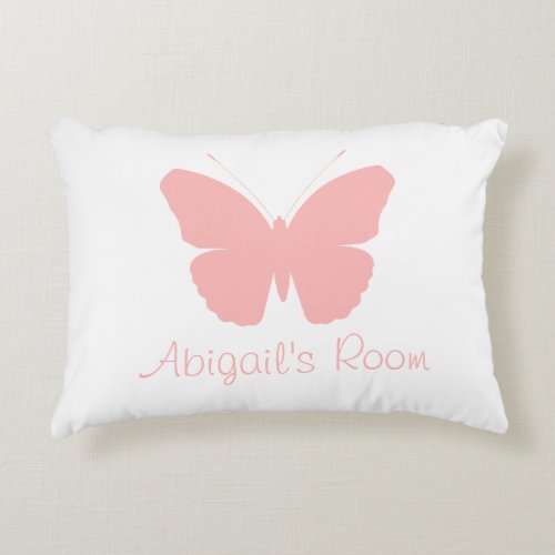 Pink Butterfly Silhouette Design Personalized Accent Pillow