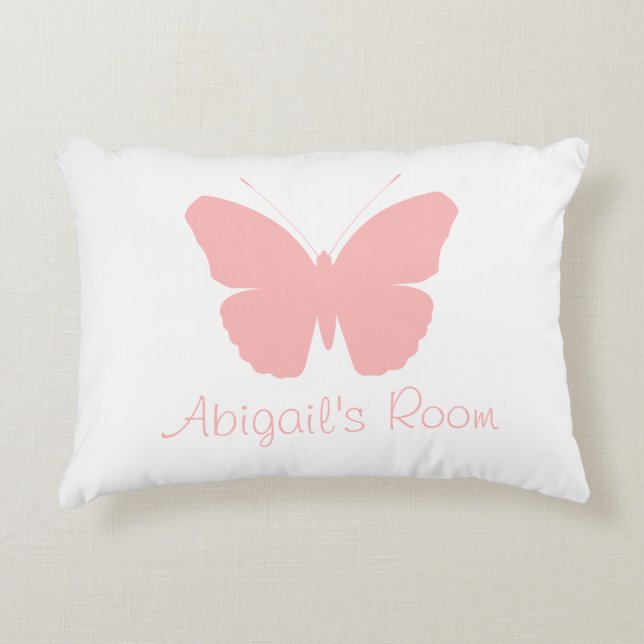 Pink Butterfly Silhouette Design (Personalized) Accent Pillow (Front)
