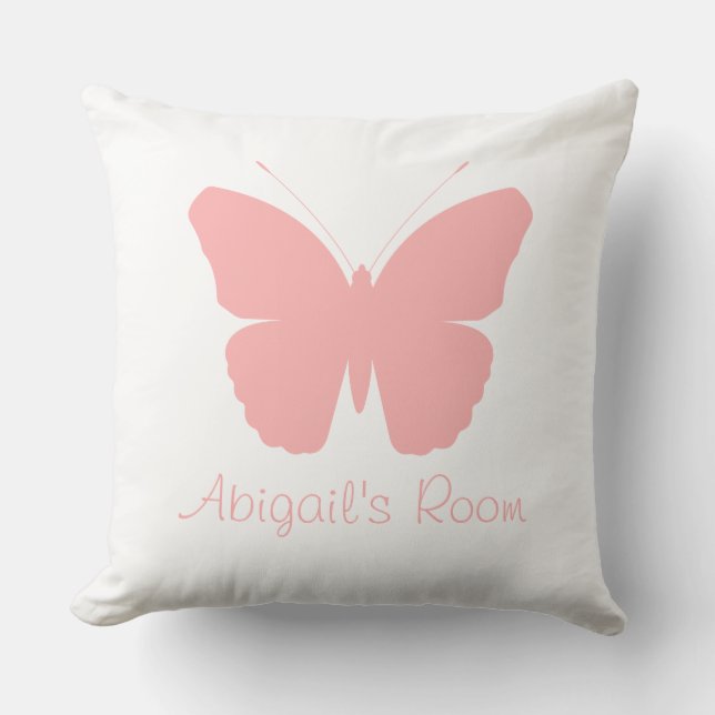 Pink Butterfly Silhouette Design (Personalized) Throw Pillow (Front)
