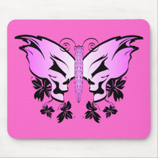 Pink Butterfly Skull Mouse Pad