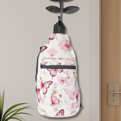 Pink Butterfly Sling Bag