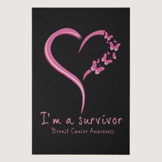 Pink Butterfly Survivor Breast Cancer Awareness Faux Canvas Print